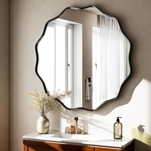 Black Scalloped Circle Mirror - Image 2