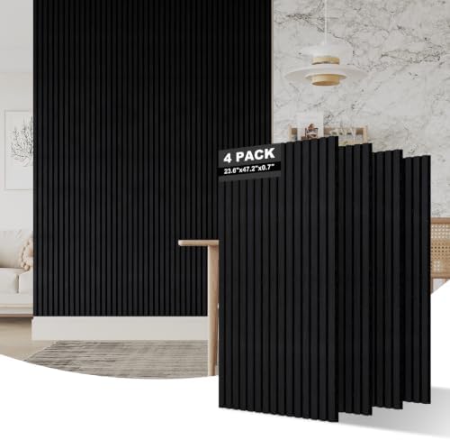 AKUMAX Extra-Thick 0.7" Wood Slat Acoustic Wall Panels, 4 Pack 47.2" x 23.6" by AKUMAXWOODWALLPANELS