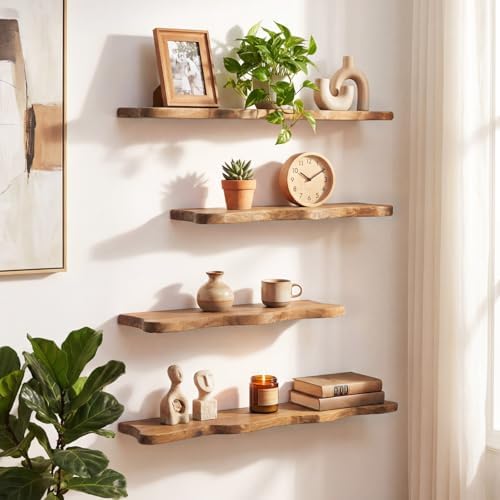 Pinkunn 4 Pcs Solid Live Edge Floating Shelves - Image 2