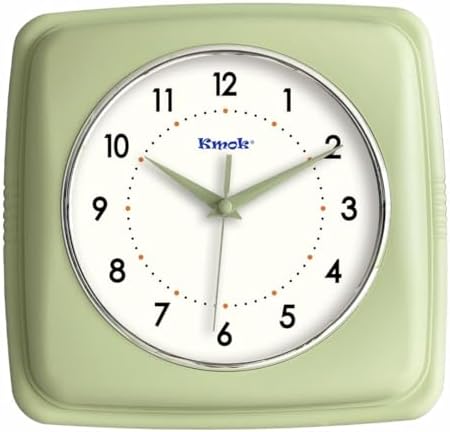 9" Retro Square Wall Clock, Pastel Green by SmartStylishHomeEssentials