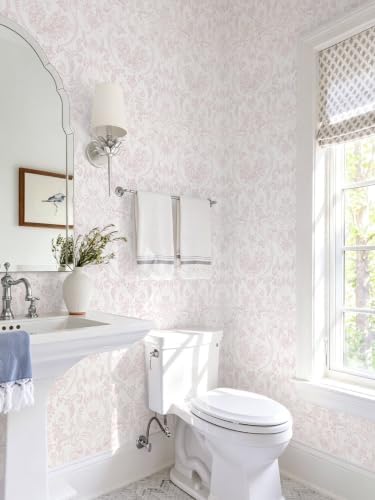 Peel and Stick Wallpaper for Bedroom Pink Damask Floral Self-Adhesive - Image 3