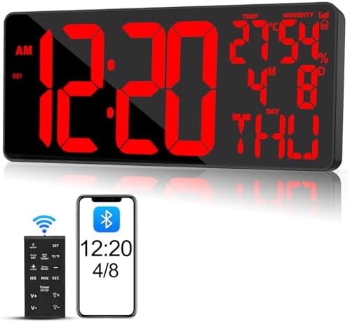 [2024 New 18" Digital Wall Clock Large Display/Bluetooth Sync Time, Large Wall by Xflyee