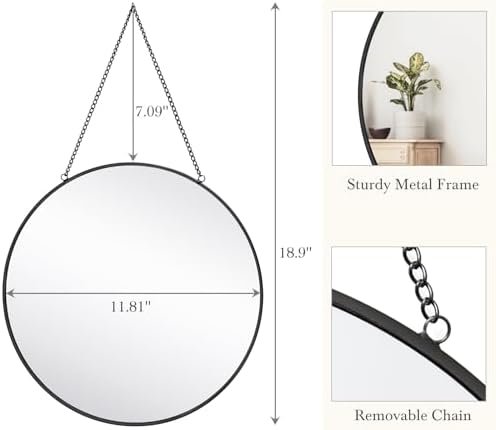 Dahey 11.8" Small Circle Round Office Wall Hanging Mirror - Image 3
