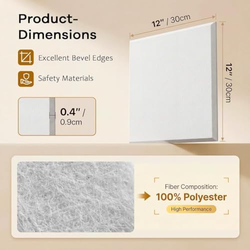 Square Acoustic Panels Soundproof Wall Panels, 12″ × 12″ × 0.4″ High-Density - Image 7