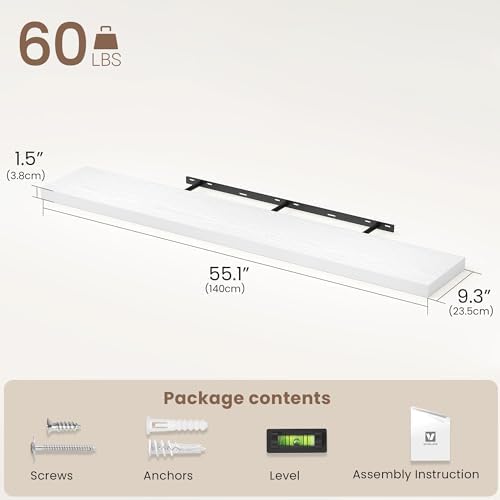 Vivelove Floating Shelves 9 inch Deep 55”Long Set of 2 - Image 3