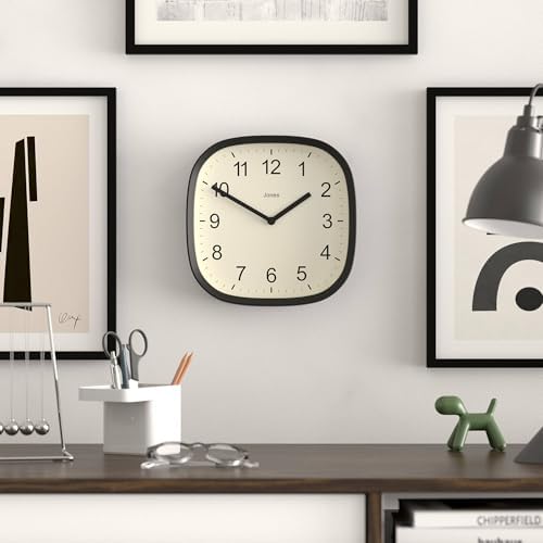 JONES CLOCKS® Sprite wall Clock | Modern Square Clock | 10" | Black - Image 3