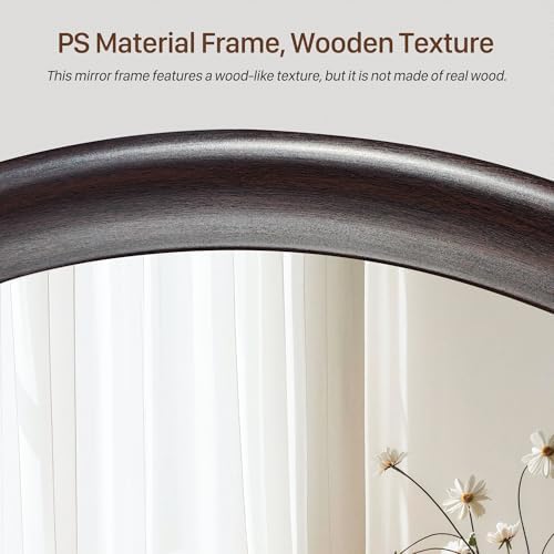 Round 30 Inch Dark Walnut Wall Mirror - Image 5
