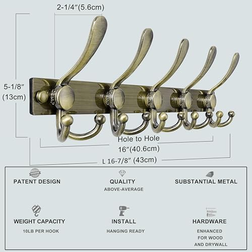 Dseap Coat Rack Wall Mount, Heavy Duty 12-Gauge Base vs Flimsy 1mm, - Image 3