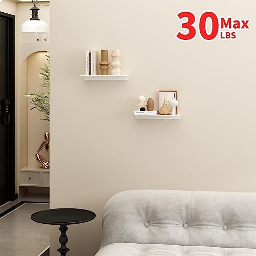 JOOM White Floating Shelves for Wall Storage, Metal Wall Shelves for Living Room - Image 2