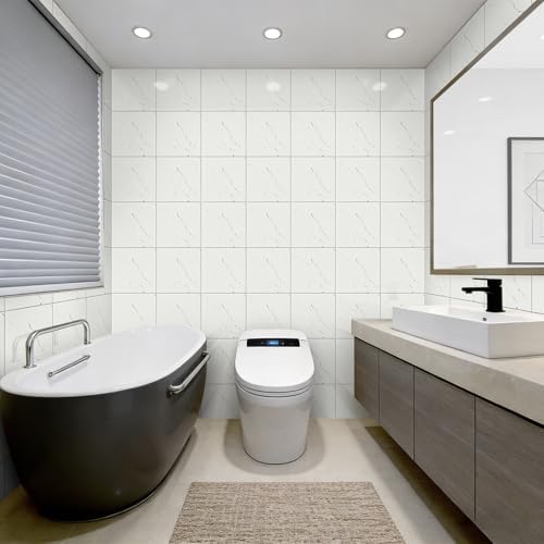 60pcs Peel and Stick Shower Tile Waterproof Off White Marble Tiles Wall Panels - Image 3