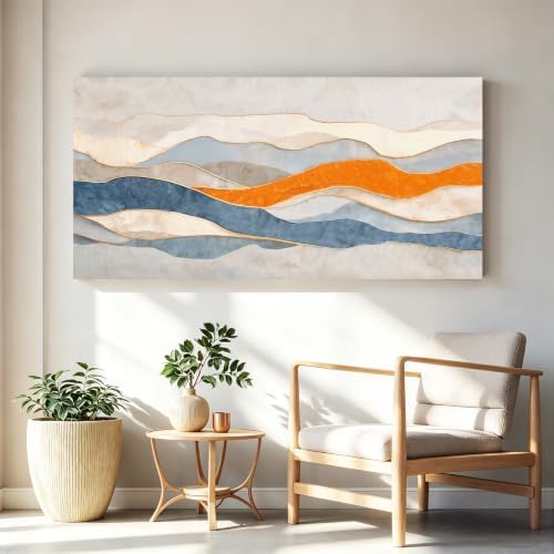 Tsomzxng Large Blue And White Abstract Wall Art - Image 6