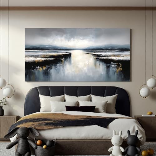 I@U Modern Landscape Wall Art Prints Abstract Black And Gold Wall Art Modern - Image 3