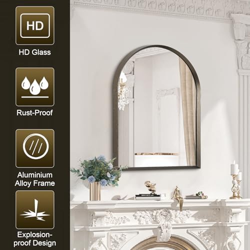 Arched Mirrors for Wall, Brushed Metal Frame Mirror, Arch Bathroom Vanity - Image 6