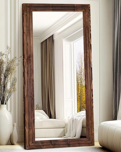 76x34in Full Length Mirror, 3-Tier Stepped Solid Wood Frame by ABSWHLM
