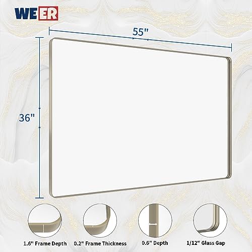WEER Brushed Nickel Bathroom Vanity Mirror 55X36 Inch - Image 6