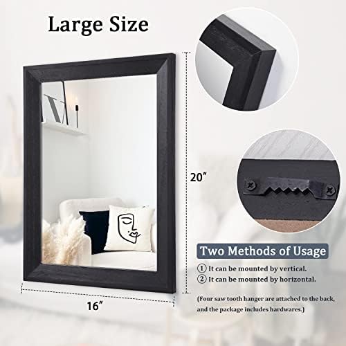 AAZZKANG Black Mirrors for Wall Rectangle Wood Framed Large - Image 2
