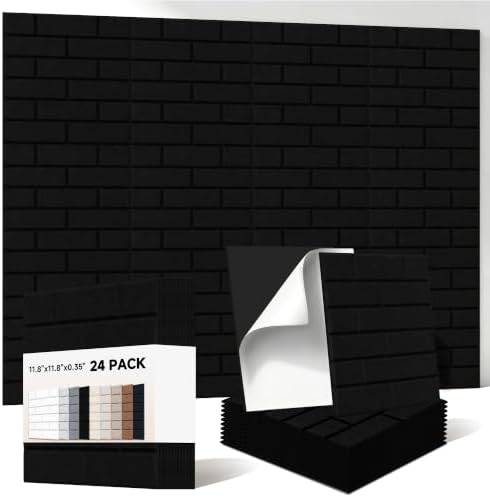24 Pack Acoustic Panels, 11.8”x11.8” Brick Soundproof Wall Panels by AUTORIFIC