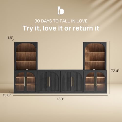 BELLEZE Jagger 130" Wall Unit 5-Piece Modular TV Stand - Image 2