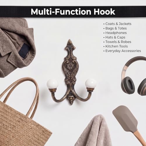 Indian Shelf 6-Pack White Ceramic Double Wall Coat Hooks - Image 5