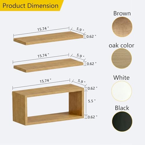 Ypvxe15.7in Floating Shelves Set of 3, Anti-Sag Bracket, Wall Storage Shelves - Image 3