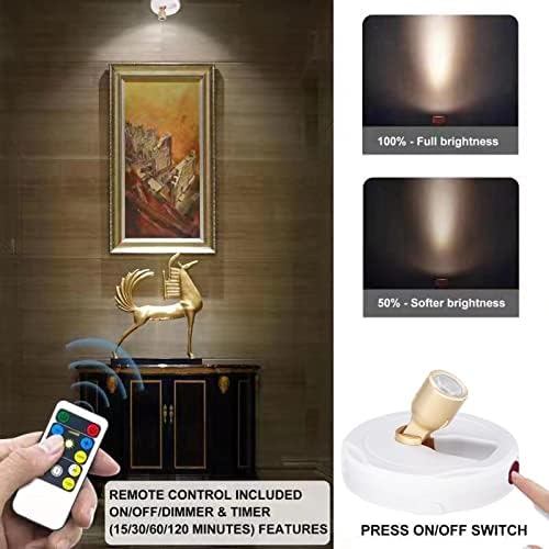 HAMVIDNE Wireless LED Spotlight, Battery Powered Indoor Plant Tree Up Light - Image 2