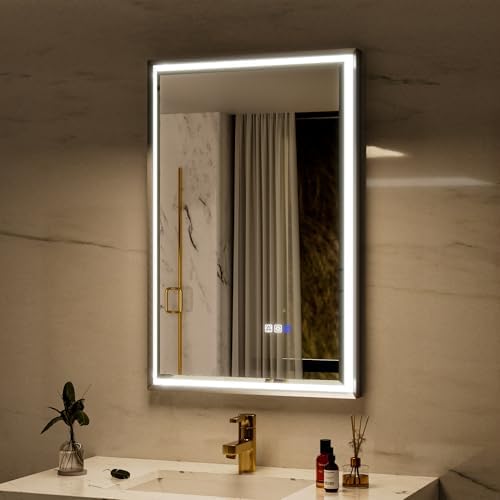 22x34 LED Bathroom Mirror with Lights, Beveled Framed Smart Bathroom Vanity by YUGAHompack