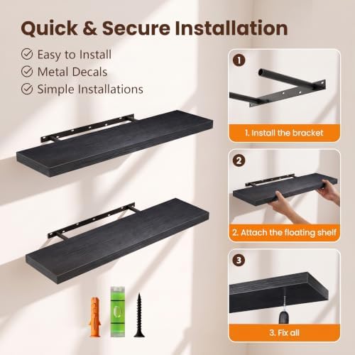 Lufia Floating Wall Shelves, MDF - Image 4