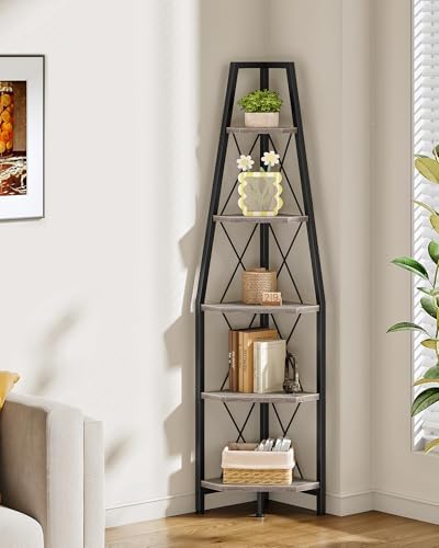 CHOEZON 5-Tier Corner Shelf, Corner Bookshelf, Ladder Shelf, Floor Standing by Choezon