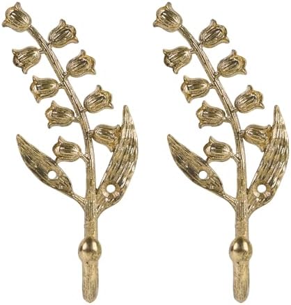 SOFFEE DESIGN 2PCS Golden Bellflower Hooks, Spring Blossom Robe Holders by SOFFEEDESIGN