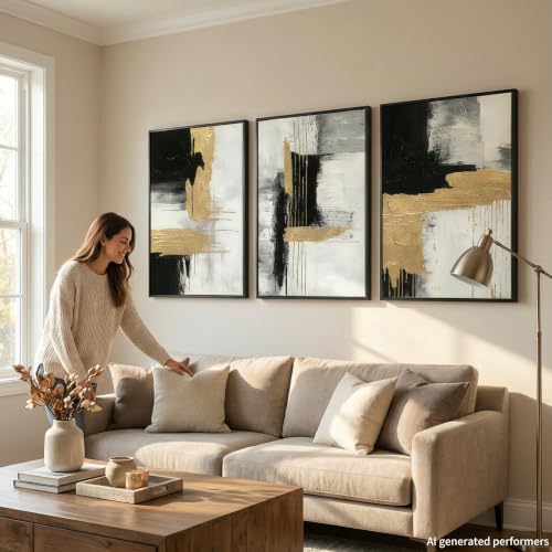 3D Textured Black White Abstract Wall Art - Image 3