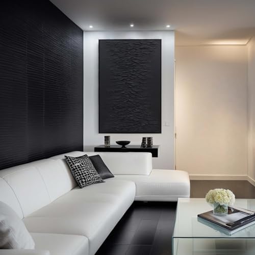 Zessonic Black Hand-Painted Thick Textured 3D Abstract Wall Art - Image 6