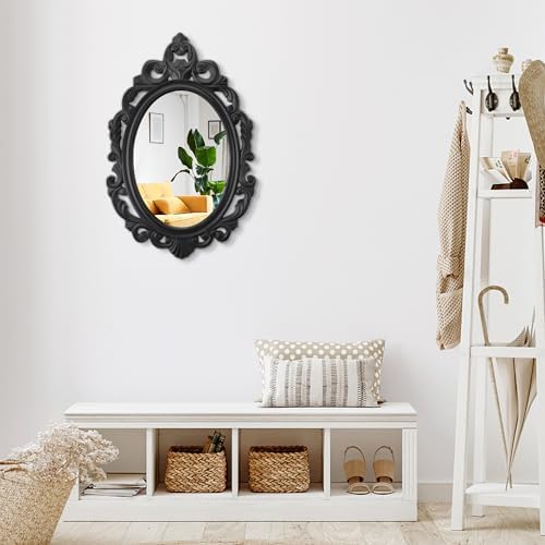 Rustic Vintage Wooden Hanging Oval Mirror - Image 4