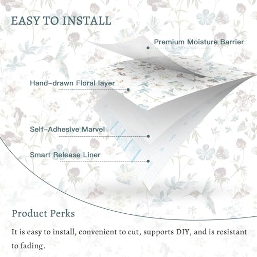 Heroad Modern Boho Peel and Stick Wallpaper Floral Cottage Wallpaper Botanical - Image 7