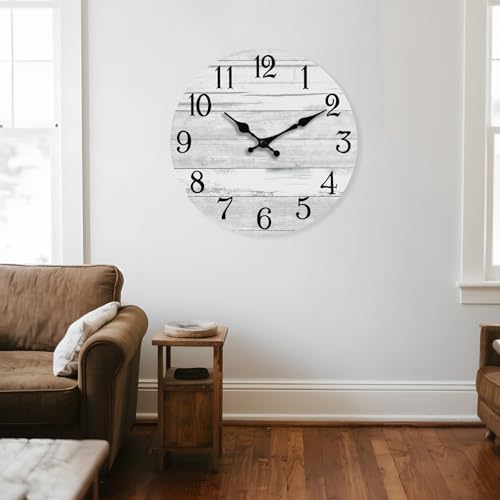 KECYET 18 Inch Wall Clock Battery Operated Gray White Silent Farmhouse - Image 5
