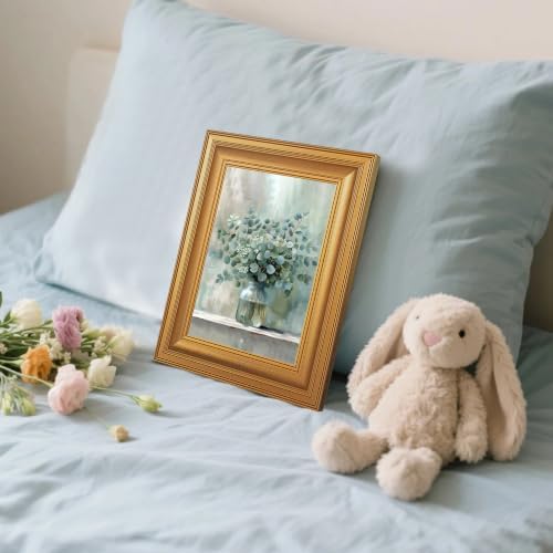 EJPFOGV White Flowers Eucalyptus Still Life Framed Canvas Wall Art 8x10 in - Image 5
