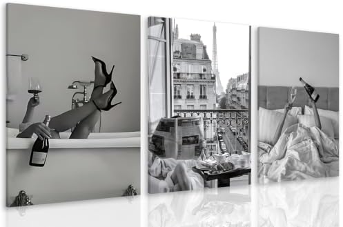 Liacxony 3Pcs Trendy Black and White French Wall Art, 16x12 Inch Framed by Unknown