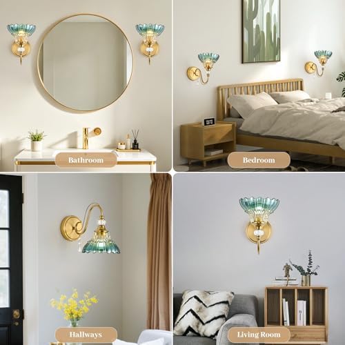 1 Piece Vintage Wall Sconce, 1-Light Brushed Gold Finish Wall Sconce - Image 5