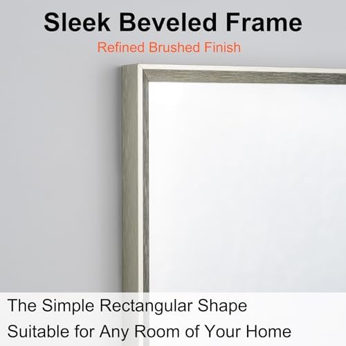 Bathroom Mirror for Wall, 24x16 Inch Framed Vanity Mirror Brushed Nickel - Image 2