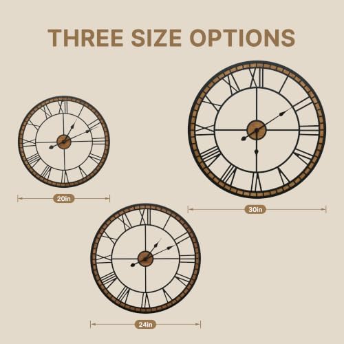 Micasso Oversized Wall Clock Decorative: 30 inch Farmhouse Battery Operated - Image 2