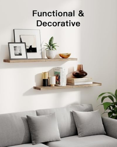 Amada Floating Shelves for Wall, Paulownia Wood, Light Brown - Image 3