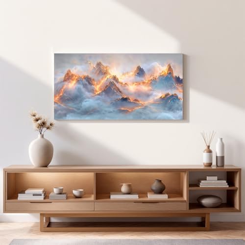 YISXINOAG Golden Snow Mountain Wall Art Abstract Landscape Painting 20"X40" - Image 5