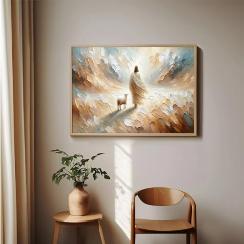 Jesus Lamb Wall Art Painting Set of One Christian Scripture Wall Decor Pictures - Image 3