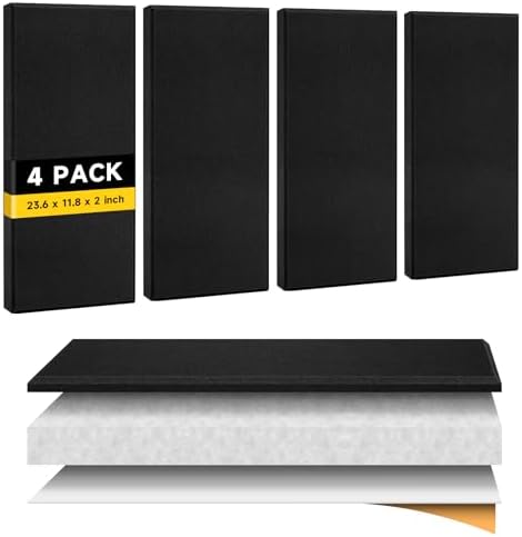4 PCS 2" Thick Acoustic Panels, 23.6" x 11.8", Fiberglass Sound Absorbing Panels by Unknown