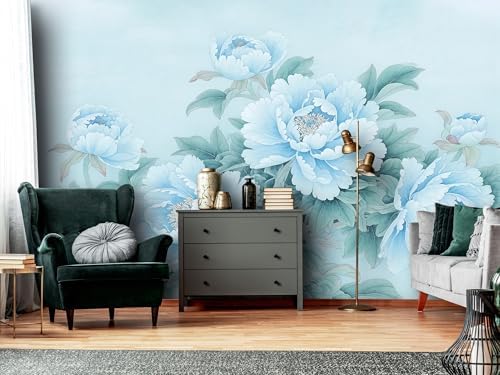 Blue Flower Cluster Realistic Style Landscape Mural Flower self-Adhesive - Image 4
