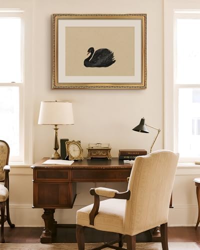 VIYYIEA Gold Framed Black Swan Wall Art Wildlife Canvas Print, 16×20 Inch - Image 4