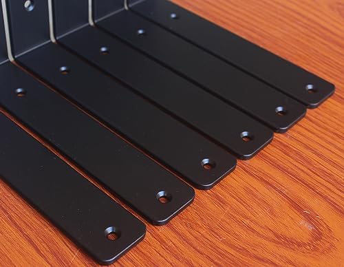 32 Pack - L 6" x H 6" x W1.5, 5mm Thick Black L Shelf Bracket, Iron Shelf - Image 4