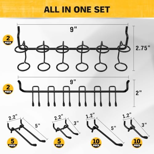 ELEAD 286-Piece Extra Thick Pegboard Hooks Set, 1/4" Heavy Duty Black Peg Board - Image 2