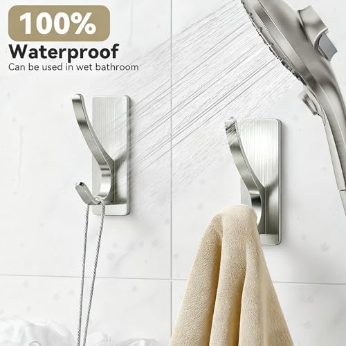 pickpiff 10 Pcs Brush Nickel Self-Adhesive Hook, 13LB Hanger - Image 4