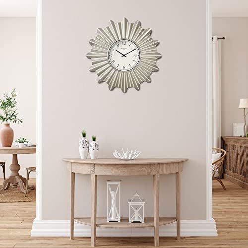 18" Mid Century Starburst Wall Clock, Morning Silver - Image 5