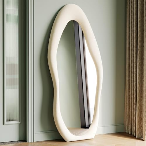 Honyee Full Length Mirror, Flannel Wrapped Wooden Frame Full Body Mirror by Honyee